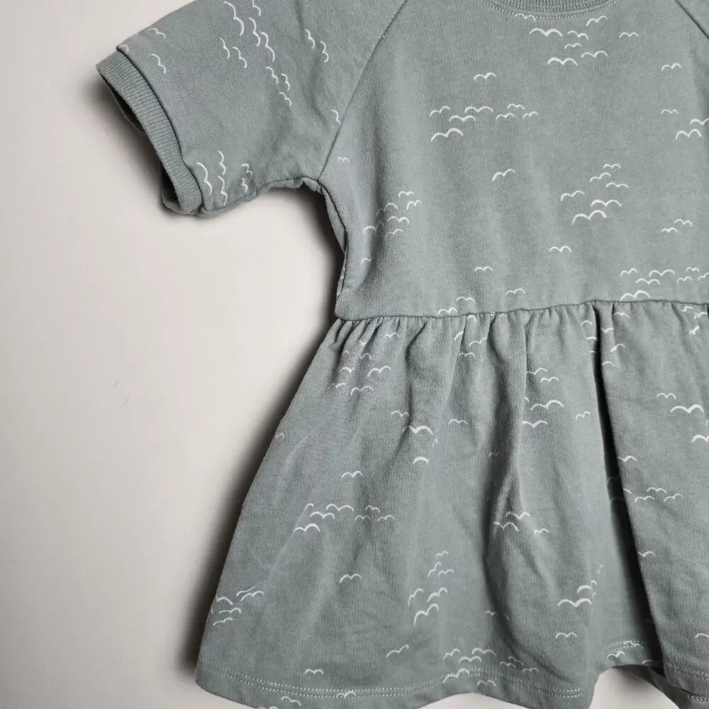 Rylee & Cru Raglan Dress in Flock Size 18/24m Birds Blue White